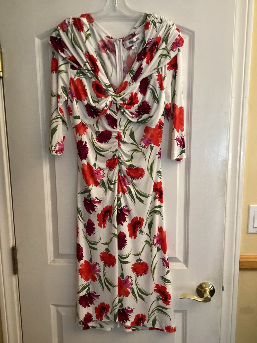 Diane von Furstenberg Jim Dress Dianthus Floral Ruched Midi Size L / US 10